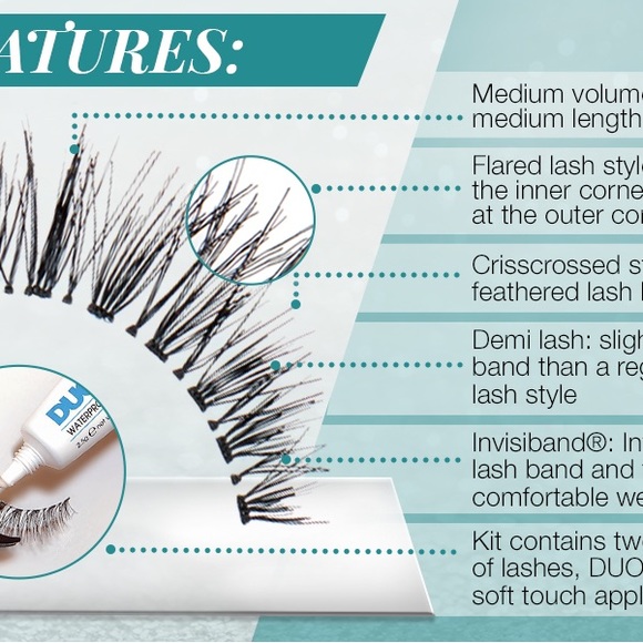 Ardell False Eyelashes Deluxe Pack Kit 120 Demi Black - Picture 4 of 6